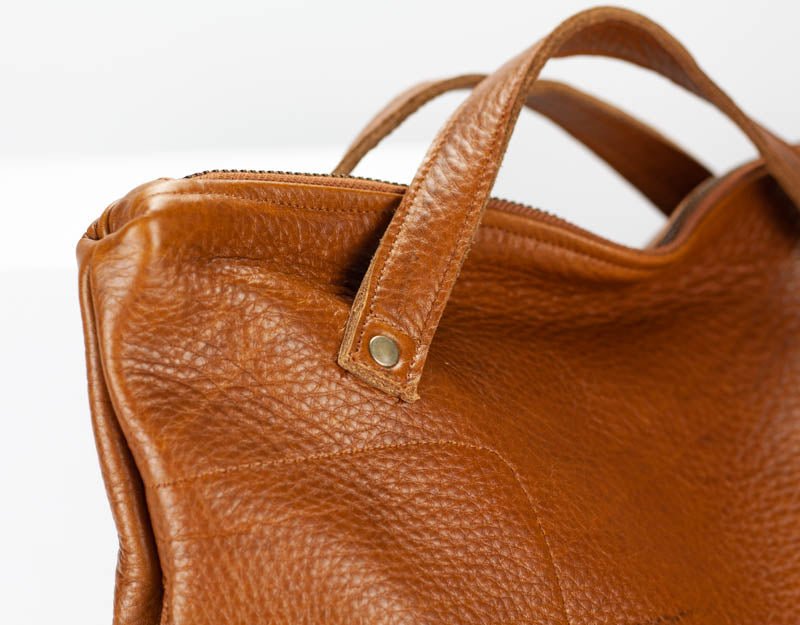 Minos backpack - Brown pebbled leather - milloobags