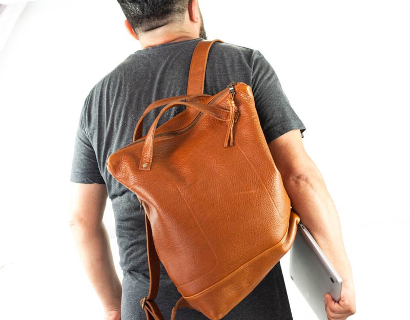 Minos backpack - Brown pebbled leather - milloobags