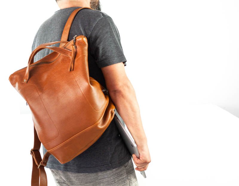 Minos backpack - Brown pebbled leather - milloobags