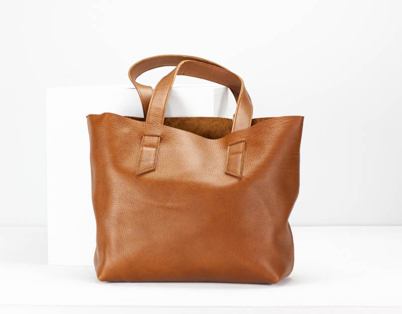 Calisto tote bag - Brown pebbled leather - milloobags