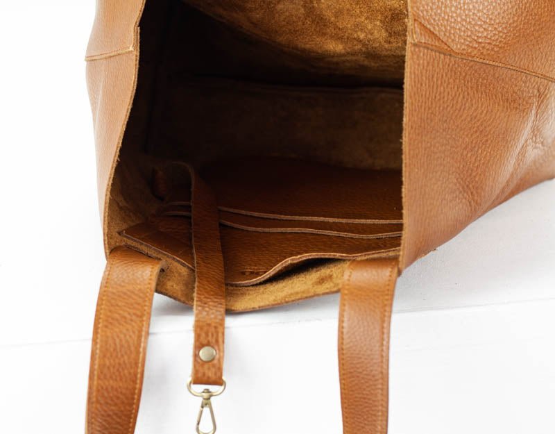 Calisto tote bag - Brown pebbled leather - milloobags