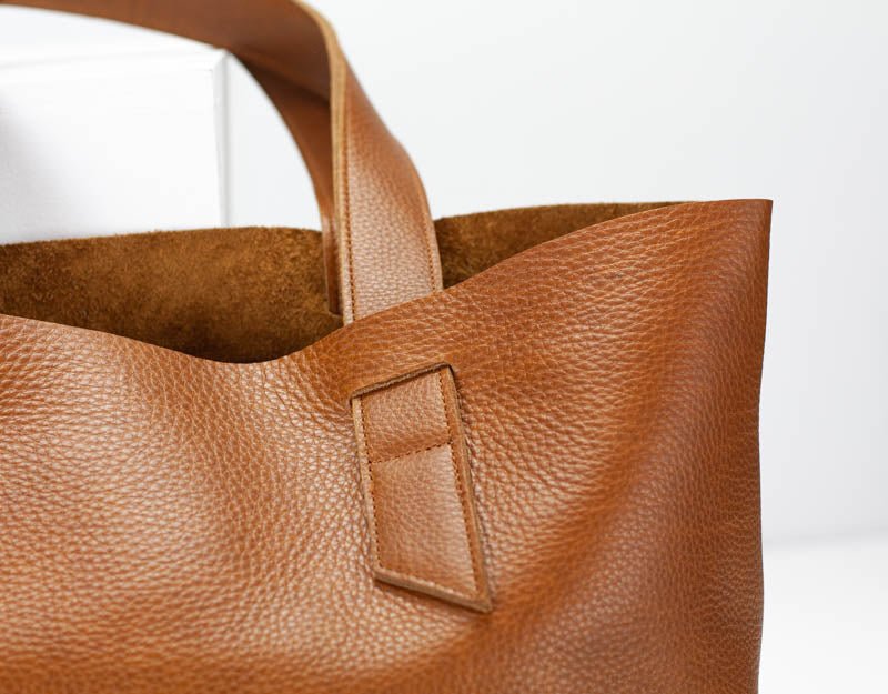 Calisto tote bag - Brown pebbled leather - milloobags