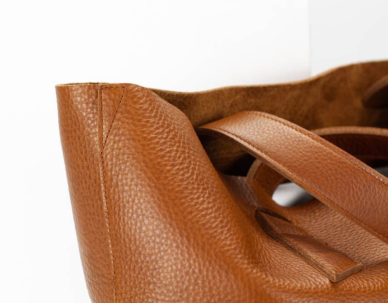 Calisto tote bag - Brown pebbled leather - milloobags
