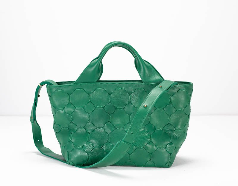 Helon purse - Handwoven jade green leather - milloobags