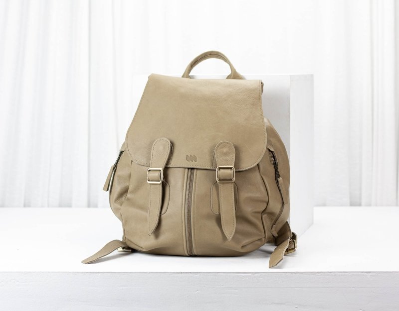 Artemis backpack - Khaki green leather - milloobags