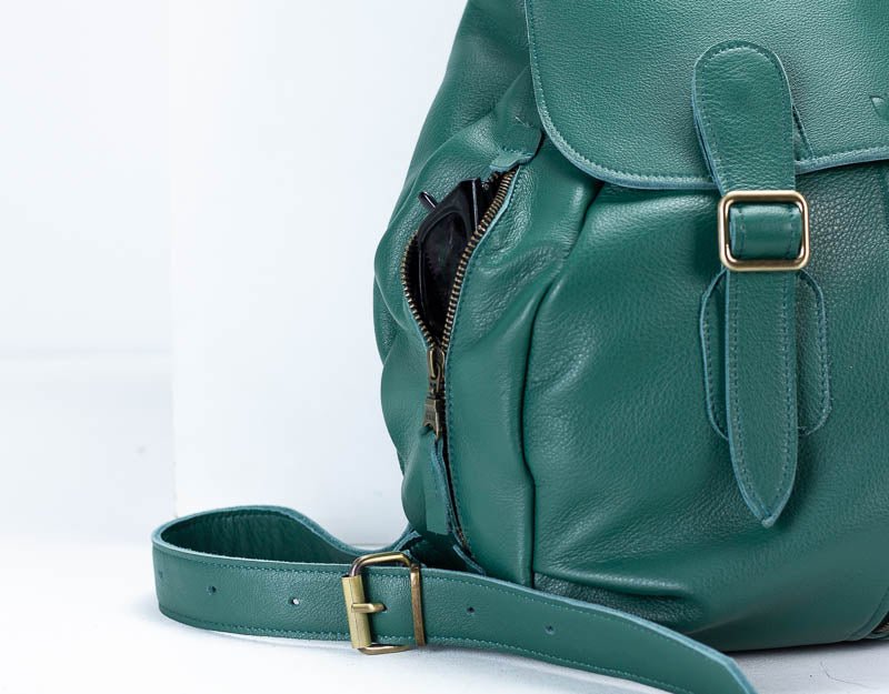 Artemis backpack - Petrol green leather - milloobags