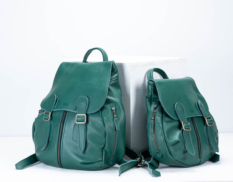 Artemis backpack - Petrol green leather - milloobags