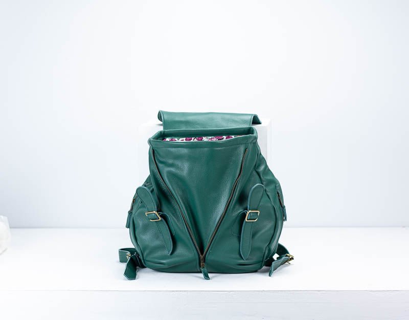Artemis backpack - Petrol green leather - milloobags