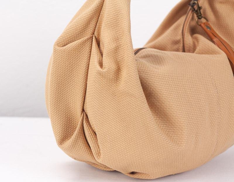 Kallia mini bag - Sandy brown canvas and brown leather