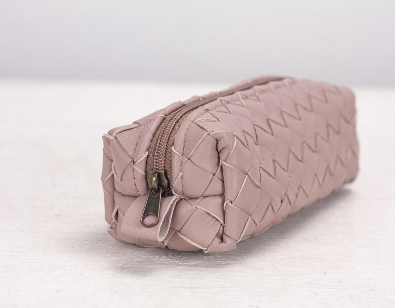 REC case - Beige pink handweaved leather