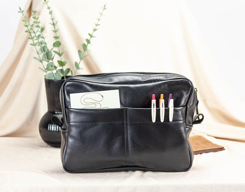 Ydra organizer - Black leather - milloobags