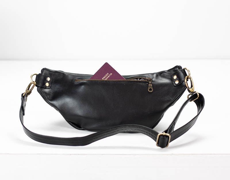 Haris fanny pack - Black leather - milloobags