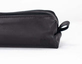 black leather double zippered case