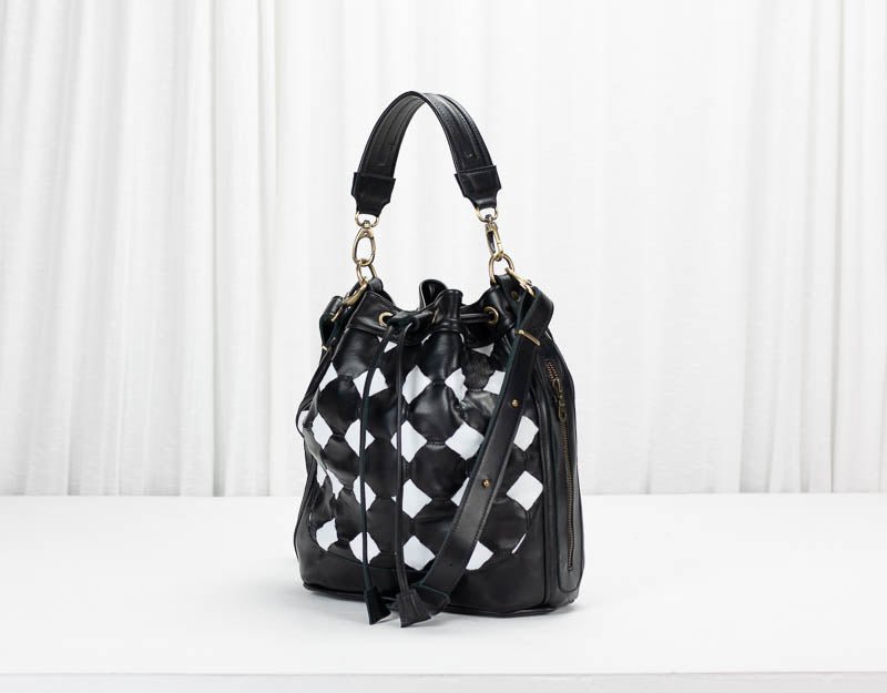 Danae bag - Black and white handwoven leather - milloobags