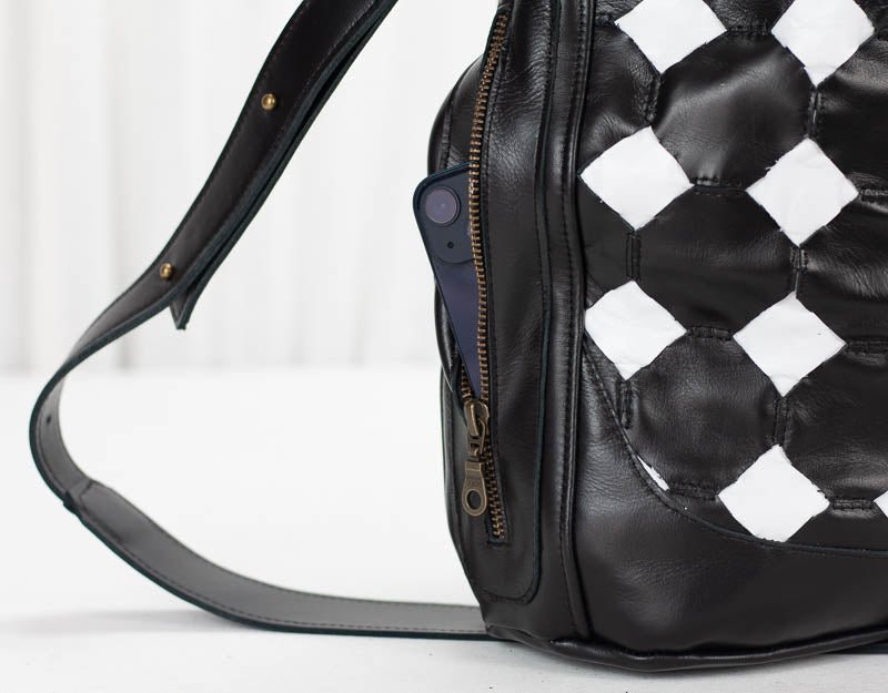 Danae bag - Black and white handwoven leather - milloobags