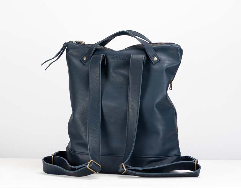 Minos backpack - Blue leather - milloobags