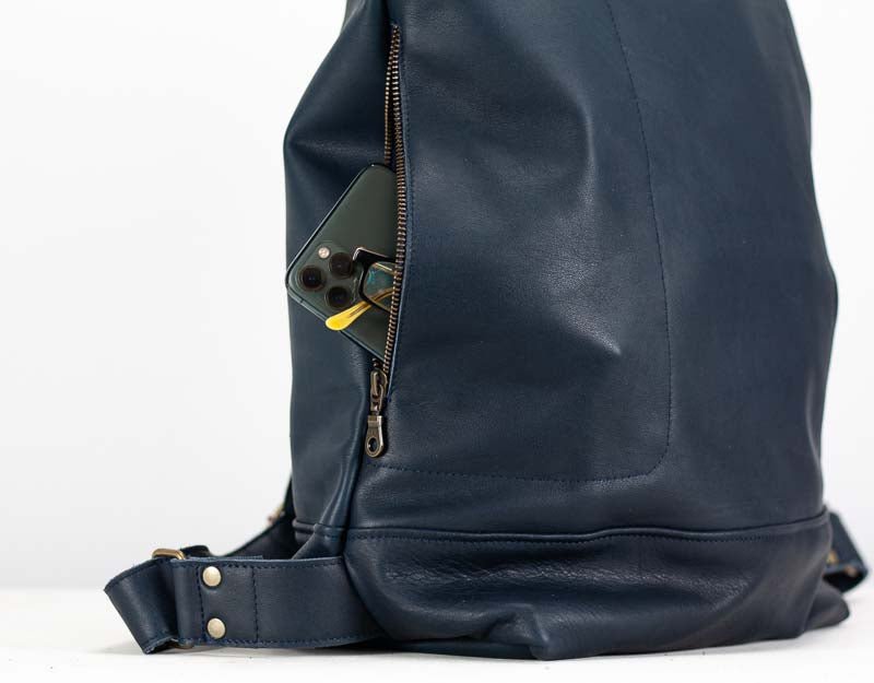 Minos backpack - Blue leather - milloobags