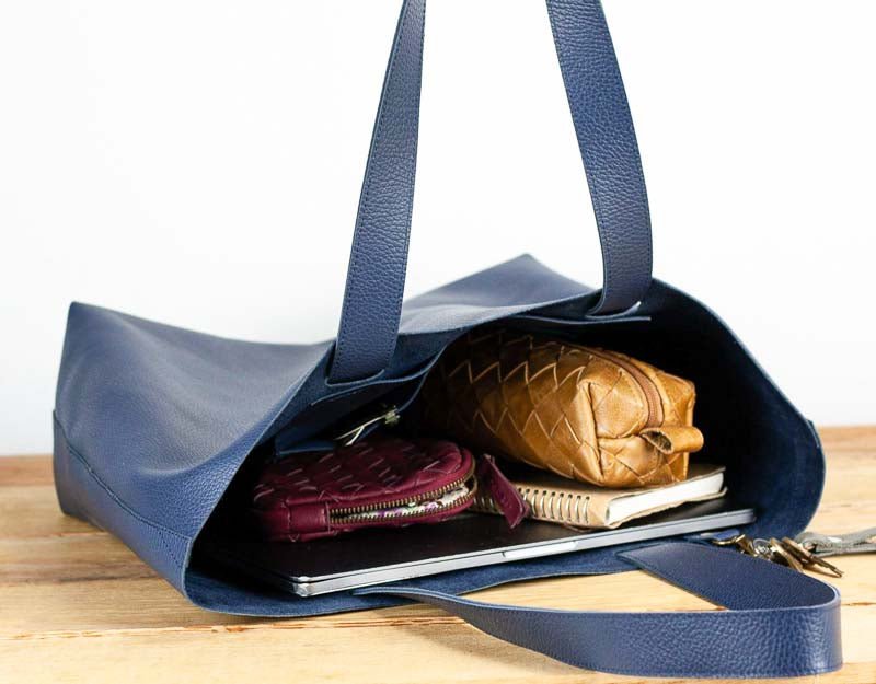 Calisto tote bag - Blue pebbled leather - milloobags