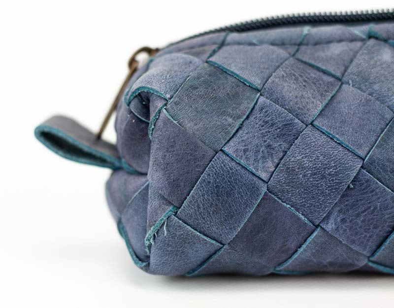 REC case - Blue distresed handweaved leather - milloobags