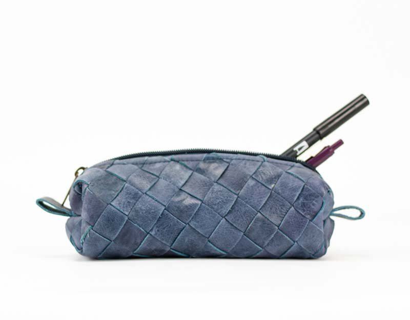 REC case - Blue distresed handweaved leather - milloobags