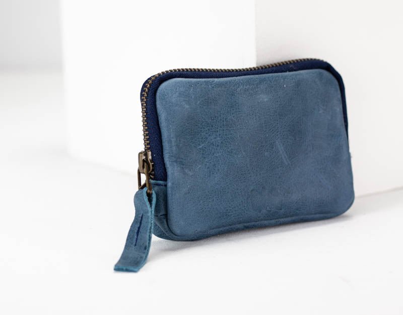 Myrto wallet - Blue distressed leather - milloobags