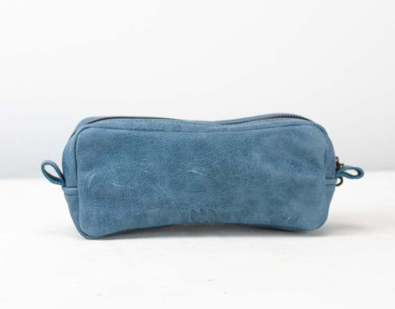 Velvet Zippered Pouch Soft Blue