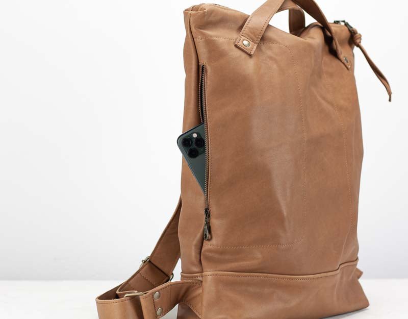 Minos backpack - Milk coffee brown leather - milloobags