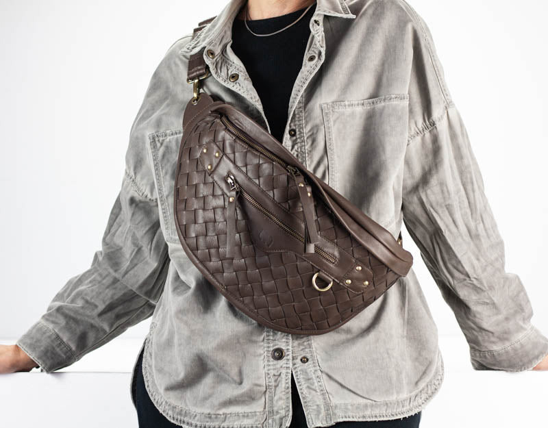 Haris fanny pack - Terra brown handwoven leather - milloobags