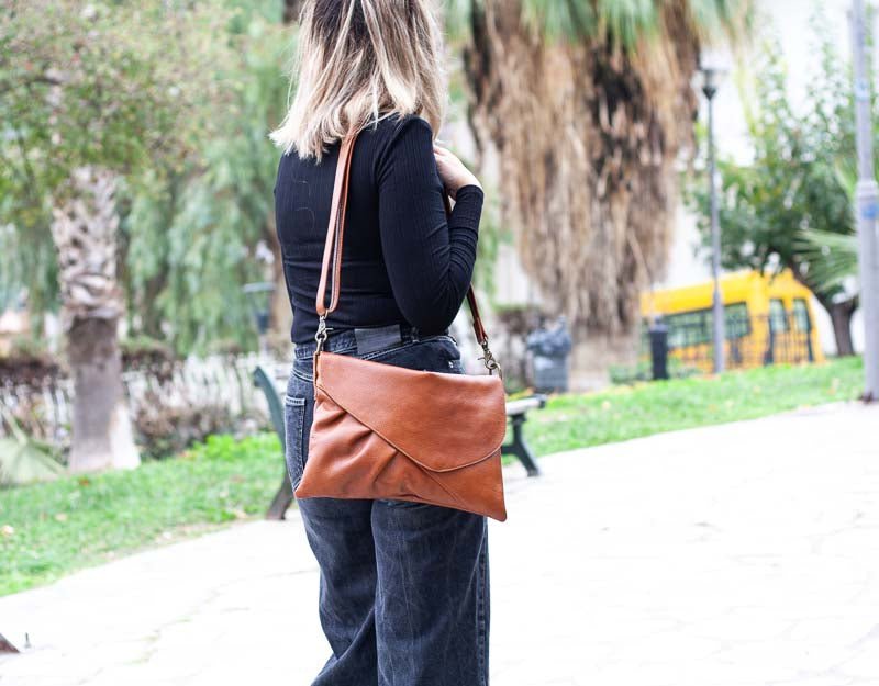 Erato clutch - Brown leather - milloobags