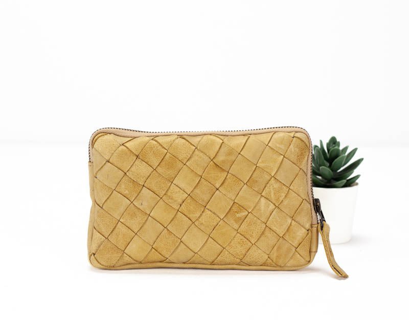 Chloe clutch wallet - ~Natural brown handwoven leather - milloobags