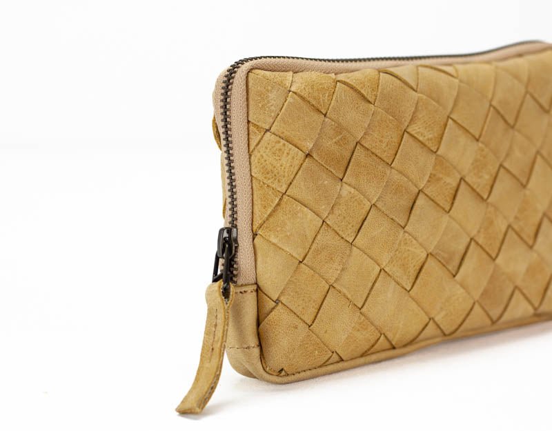 Chloe clutch wallet - ~Natural brown handwoven leather - milloobags