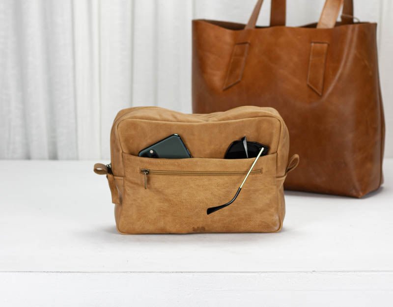 Ydra organizer - Brown natural distressed leather - milloobags