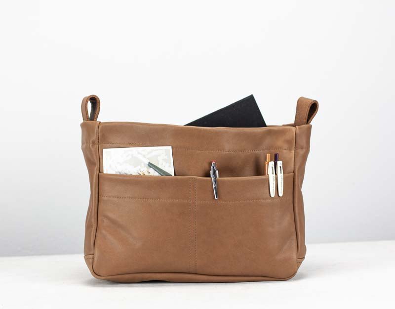 Purse Insert - Milk coffee Brown leather - milloobags