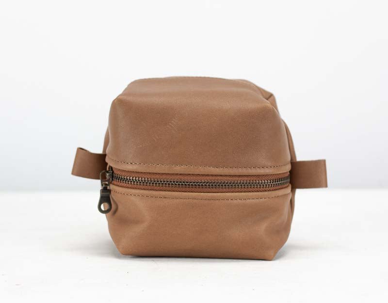 Cube case - Milk coffee brown soft leather - milloobags