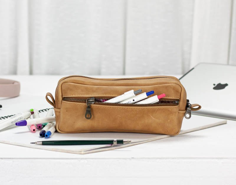 Brick case -Brown natural distressed leather - milloobags