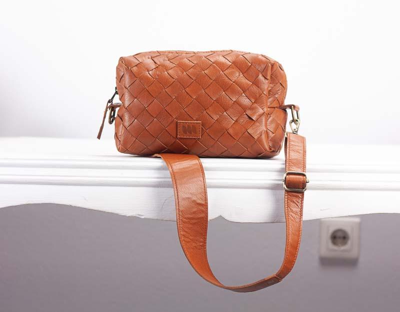 Calliope bag - Handwoven Tan brown leather - milloobags