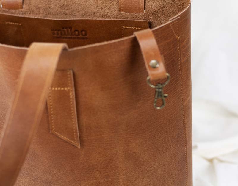 Calisto tote bag - Brown tabac waxed leather - milloobags