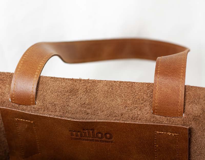 Calisto tote bag - Brown tabac waxed leather - milloobags