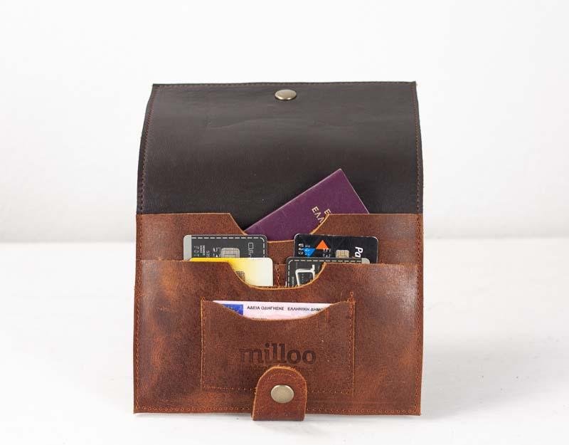 Iole wallet - Brown vintage leather - milloobags