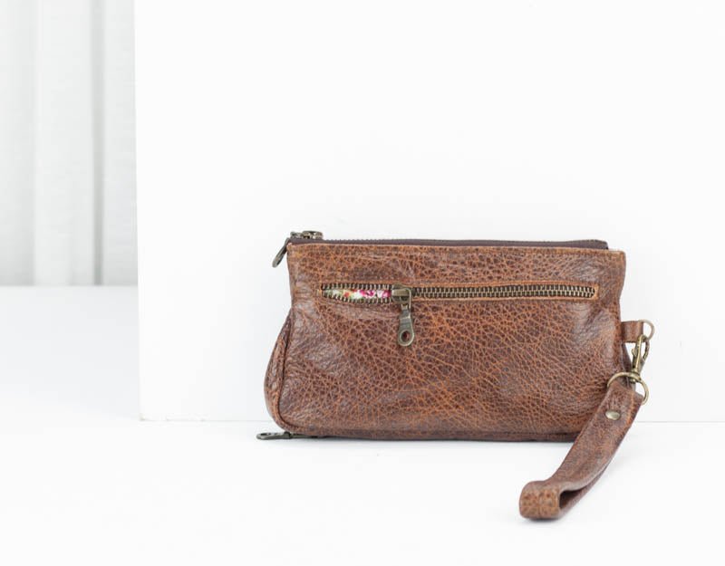 Thalia wallet - Soft pebbled brown leather - milloobags