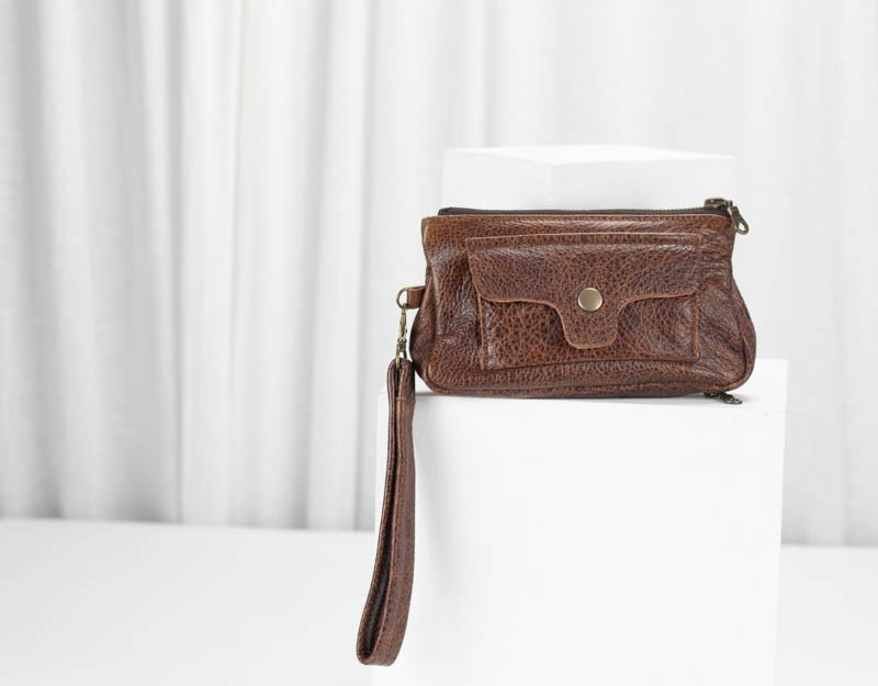 Thalia wallet - Soft pebbled brown leather - milloobags