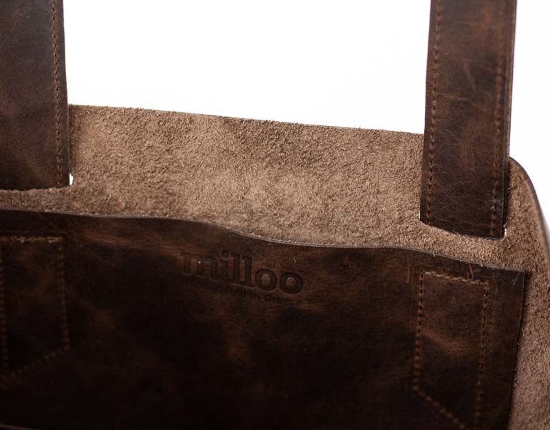 Calisto tote bag - Brown walnut waxed leather - milloobags