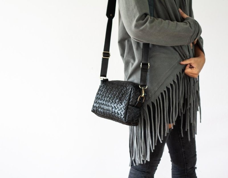 Calliope bag - Handwoven black leather - milloobags