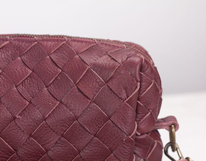 Calliope bag - Handwoven burgundy leather - milloobags