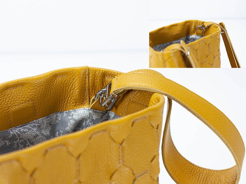 Helon clutch - Handwoven yellow leather - milloobags