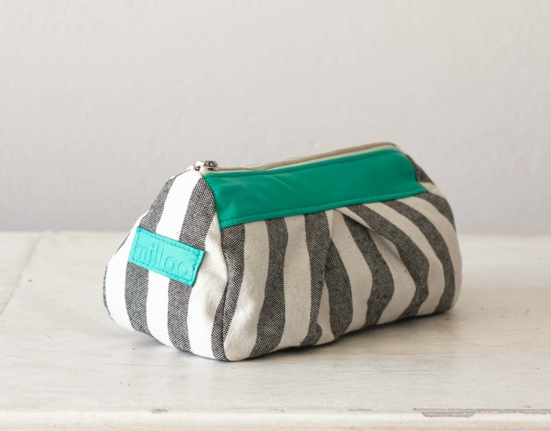 Estia case - Stripe canvas and leather - milloobags