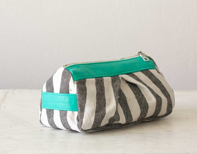 Estia case - Stripe canvas and leather - milloobags