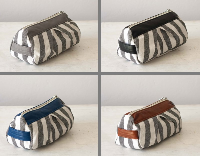 Estia case - Stripe canvas and leather - milloobags