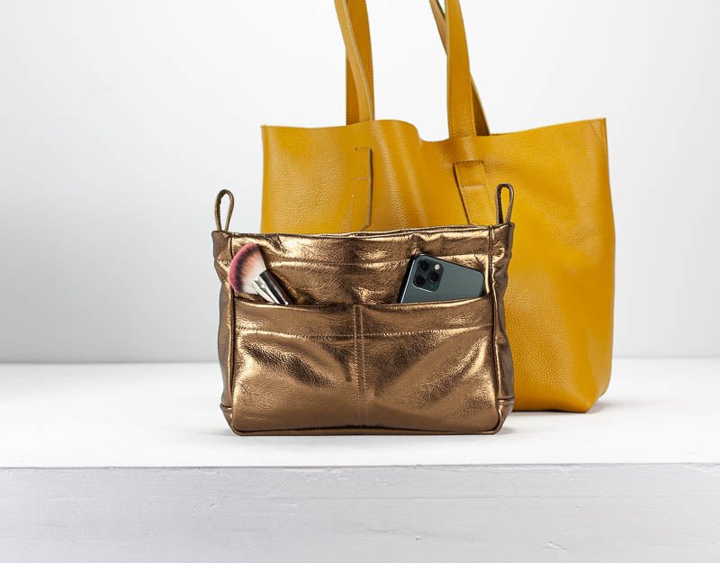 Purse Insert - Bronze, Gold or Silver leather - milloobags