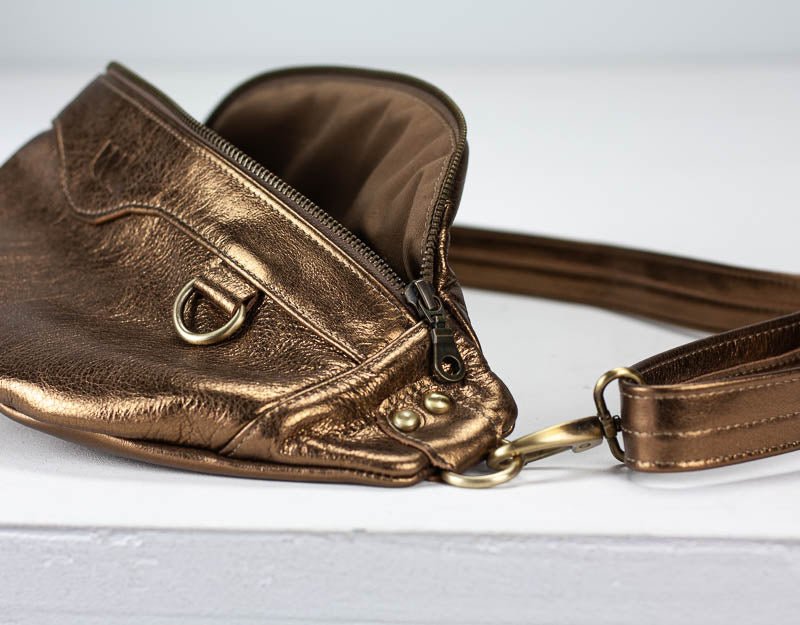 Haris fanny pack - Bronze, Gold or Silver coated leather - milloobags